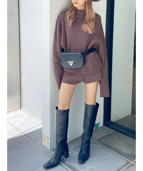 GYDA（ジェイダ）の「【SETUP着用可】ケーブルニット ショーパン（その他パンツ・レディース・ベージュ/ブラウン/ピンク・FREE）」の13枚目の写真