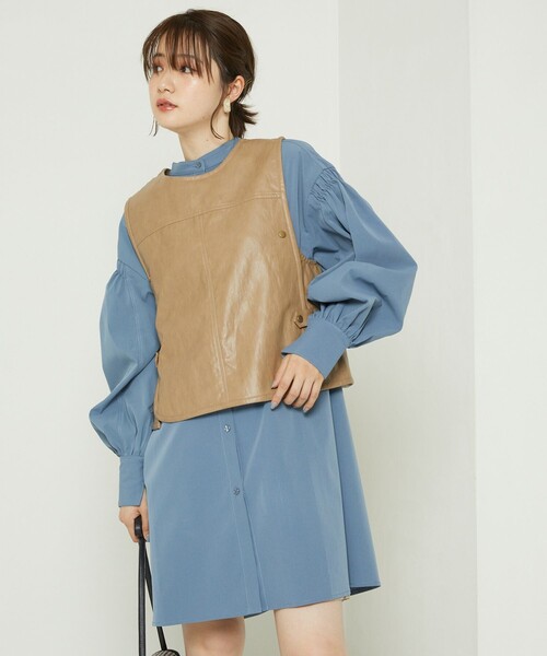 FREAK'S STORE（フリークスストア）の「フェイクレザー2wayベスト（ベスト・レディース・ブラウン/ベージュ・ﾌﾘ-）」の3枚目の写真