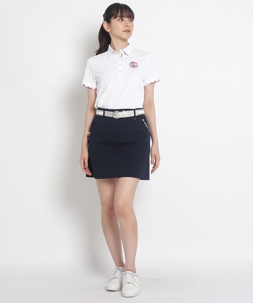 adabat（アダバット）の「◆【吸水速乾/UVカット】襟裏デザイン半袖ポロシャツ（ポロシャツ・レディース・ホワイト/ネイビー・36/38/40/42）」の4枚目の写真