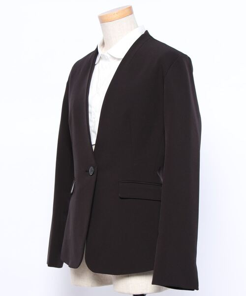 m.f.editorial(エムエフエディトリアル)の「エムエフエディトリアルレディース/m.f.editorial:Women ダブルクロス セットアップ カラーレスジャケット(セットアップパンツ・スカートございます)(スーツジャケット・レディース・ブラック・MEDIUM/S)」の3枚目の写真