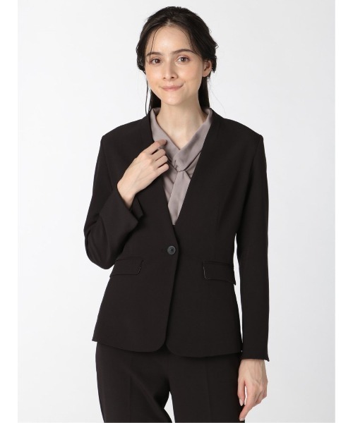 m.f.editorial(エムエフエディトリアル)の「エムエフエディトリアルレディース/m.f.editorial:Women ダブルクロス セットアップ カラーレスジャケット(セットアップパンツ・スカートございます)(スーツジャケット・レディース・ブラック・MEDIUM/S)」の4枚目の写真