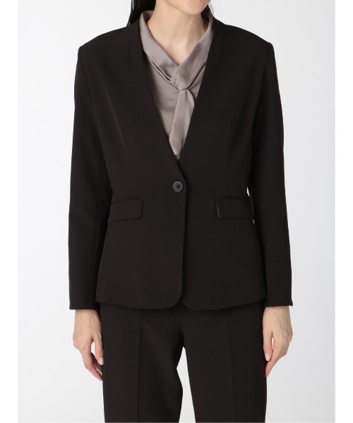 m.f.editorial(エムエフエディトリアル)の「エムエフエディトリアルレディース/m.f.editorial:Women ダブルクロス セットアップ カラーレスジャケット(セットアップパンツ・スカートございます)(スーツジャケット・レディース・ブラック・MEDIUM/S)」の5枚目の写真