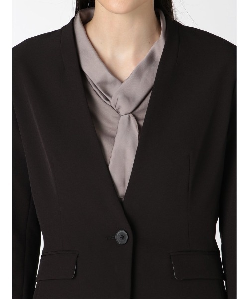 m.f.editorial(エムエフエディトリアル)の「エムエフエディトリアルレディース/m.f.editorial:Women ダブルクロス セットアップ カラーレスジャケット(セットアップパンツ・スカートございます)(スーツジャケット・レディース・ブラック・MEDIUM/S)」の6枚目の写真