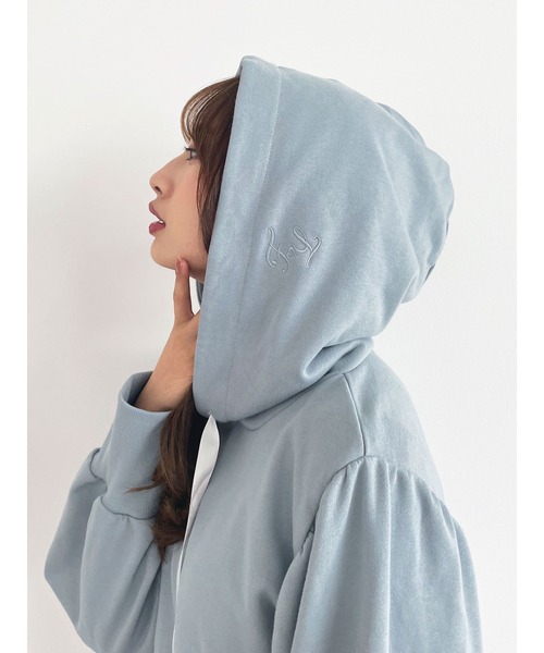 Honey Salon（ハニーサロン）の「fallin刺繍ミニ裏毛フーディワンピース（ワンピース・レディース・ホワイト/ブラック/ブルー・FREE）」の8枚目の写真