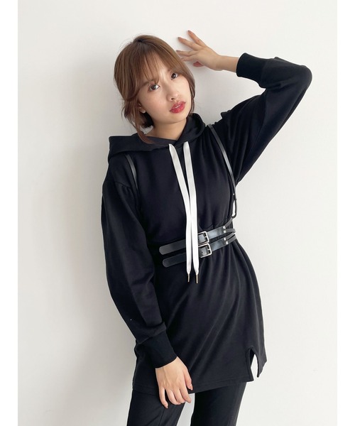 Honey Salon（ハニーサロン）の「fallin刺繍ミニ裏毛フーディワンピース（ワンピース・レディース・ホワイト/ブラック/ブルー・FREE）」の15枚目の写真