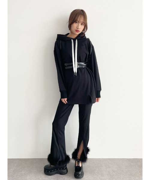 Honey Salon（ハニーサロン）の「fallin刺繍ミニ裏毛フーディワンピース（ワンピース・レディース・ホワイト/ブラック/ブルー・FREE）」の18枚目の写真