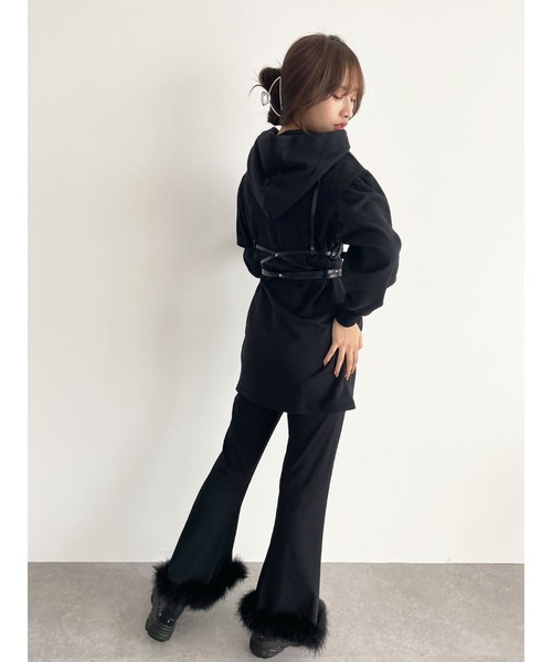 Honey Salon（ハニーサロン）の「fallin刺繍ミニ裏毛フーディワンピース（ワンピース・レディース・ホワイト/ブラック/ブルー・FREE）」の19枚目の写真