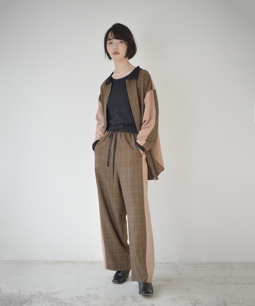 La SRIC（ラスリック）の「La SRIC / ２WAYチェックBL【セットアップ可】（シャツ/ブラウス・レディース・グレー/キャメル・MEDIUM）」の6枚目の写真