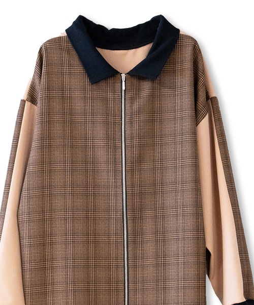 La SRIC（ラスリック）の「La SRIC / ２WAYチェックBL【セットアップ可】（シャツ/ブラウス・レディース・グレー/キャメル・MEDIUM）」の7枚目の写真