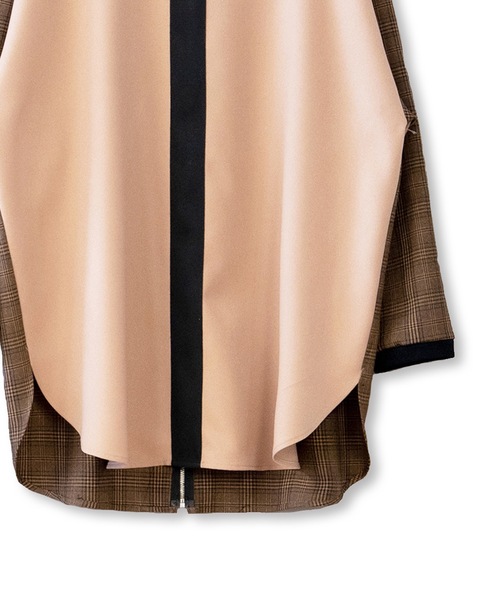 La SRIC（ラスリック）の「La SRIC / ２WAYチェックBL【セットアップ可】（シャツ/ブラウス・レディース・グレー/キャメル・MEDIUM）」の4枚目の写真