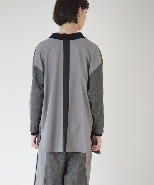 La SRIC（ラスリック）の「La SRIC / ２WAYチェックBL【セットアップ可】（シャツ/ブラウス・レディース・グレー/キャメル・MEDIUM）」の8枚目の写真