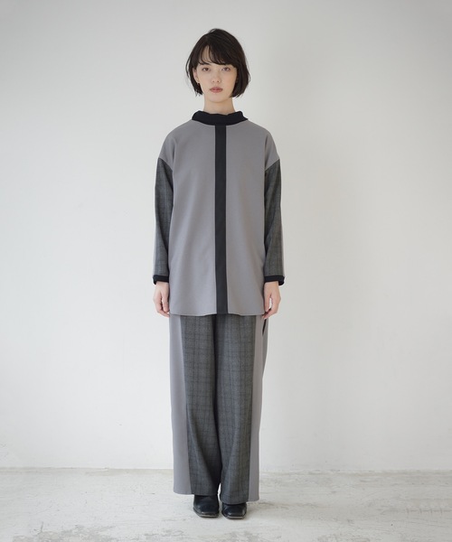 La SRIC（ラスリック）の「La SRIC / ２WAYチェックBL【セットアップ可】（シャツ/ブラウス・レディース・グレー/キャメル・MEDIUM）」の5枚目の写真