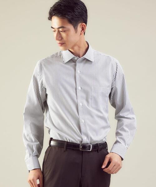 green label relaxing（グリーンレーベルリラクシング）の「Cロンドンストライプ スリム ショートワイドカラー ドレスシャツ -イージーアイロン-（ビジネスシャツ・メンズ・ブラック/ネイビー・40cm/38cm/42cm/37cm/39cm/43cm/41cm）」の5枚目の写真