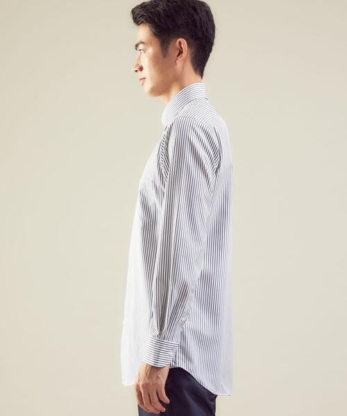 green label relaxing（グリーンレーベルリラクシング）の「Cロンドンストライプ スリム ショートワイドカラー ドレスシャツ -イージーアイロン-（ビジネスシャツ・メンズ・ブラック/ネイビー・40cm/38cm/42cm/37cm/39cm/43cm/41cm）」の10枚目の写真
