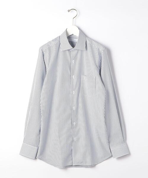 green label relaxing（グリーンレーベルリラクシング）の「Cロンドンストライプ スリム ショートワイドカラー ドレスシャツ -イージーアイロン-（ビジネスシャツ・メンズ・ブラック/ネイビー・40cm/38cm/42cm/37cm/39cm/43cm/41cm）」の9枚目の写真