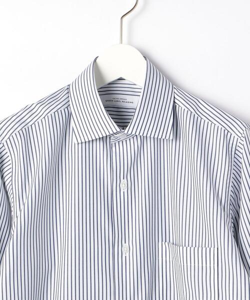 green label relaxing（グリーンレーベルリラクシング）の「Cロンドンストライプ スリム ショートワイドカラー ドレスシャツ -イージーアイロン-（ビジネスシャツ・メンズ・ブラック/ネイビー・40cm/38cm/42cm/37cm/39cm/43cm/41cm）」の7枚目の写真