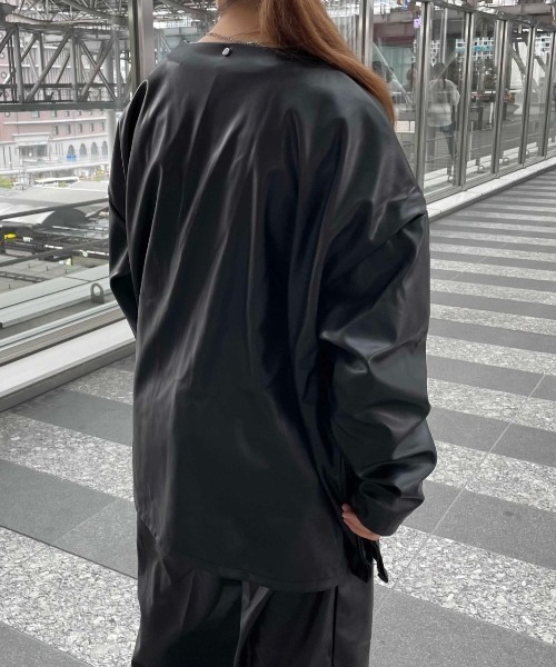 DANKE SCHON（ダンケシェーン）の「DankeSchon/ダンケシェーン/エコレザーカーディガン/EcoLether Cardigan（カーディガン/ボレロ・メンズ・ブラック・FREE）」の12枚目の写真