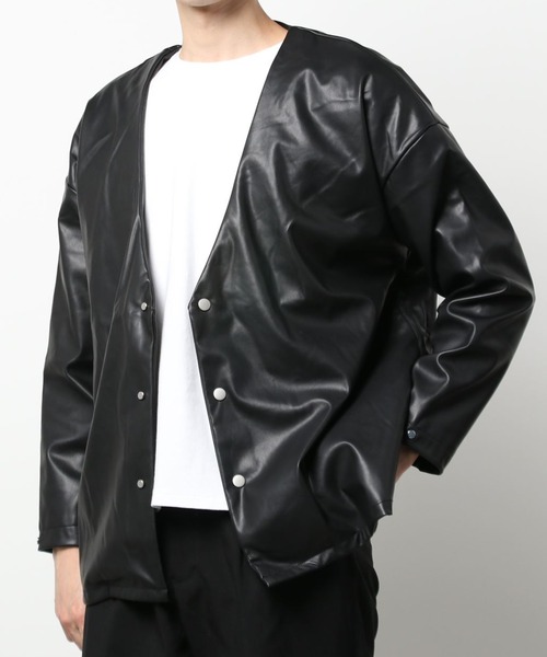 DANKE SCHON（ダンケシェーン）の「DankeSchon/ダンケシェーン/エコレザーカーディガン/EcoLether Cardigan（カーディガン/ボレロ・メンズ・ブラック・FREE）」の16枚目の写真