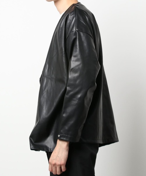 DANKE SCHON（ダンケシェーン）の「DankeSchon/ダンケシェーン/エコレザーカーディガン/EcoLether Cardigan（カーディガン/ボレロ・メンズ・ブラック・FREE）」の18枚目の写真