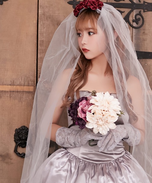 Tika（ティカ）の「コスプレ かわいい 花嫁 ゾンビ ベアトップ ワンピース 4点セット（コスチューム/パーティーグッズ・レディース・グレー・M）」の8枚目の写真