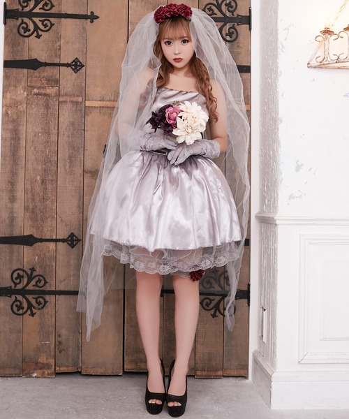 Tika（ティカ）の「コスプレ かわいい 花嫁 ゾンビ ベアトップ ワンピース 4点セット（コスチューム/パーティーグッズ・レディース・グレー・M）」の12枚目の写真