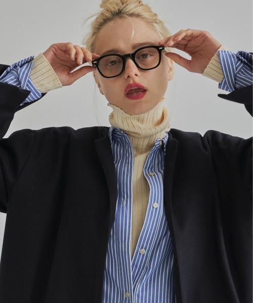 Aunt Marie's(アントマリーズ)の「ノーカラーメルトンロングコート(ノーカラーコート・レディース・ブラック/ネイビー/コーラルピンク/グリーン・FREE)」の15枚目の写真