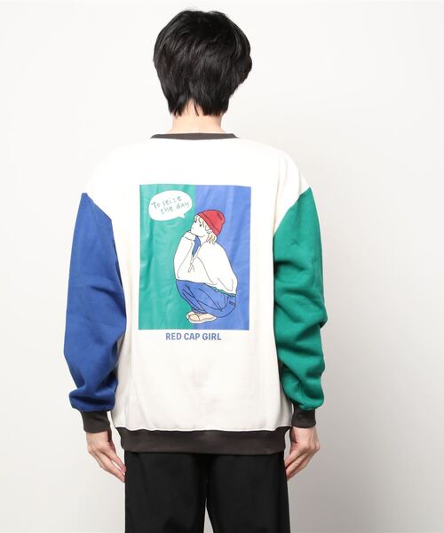 Red Cap Girl（レッドキャプガール）の「【a-r】〔Red Cap Girl /レッドキャップガール〕裏起毛 LAIDBACK サガラ刺繍 ビッグシルエットクルーネックスウェット（スウェット・メンズ・チャコールグレー/アッシュグレー/ブルー/グリーン/アイボリー/その他1/その他2/ホワイト/ブラック・MEDIUM/LARGE/X-LARGE）」の17枚目の写真