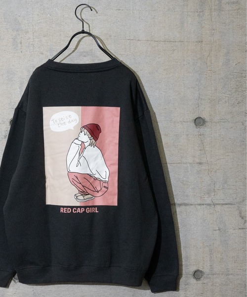 Red Cap Girl（レッドキャプガール）の「【a-r】〔Red Cap Girl /レッドキャップガール〕裏起毛 LAIDBACK サガラ刺繍 ビッグシルエットクルーネックスウェット（スウェット・メンズ・チャコールグレー/アッシュグレー/ブルー/グリーン/アイボリー/その他1/その他2/ホワイト/ブラック・MEDIUM/LARGE/X-LARGE）」の5枚目の写真