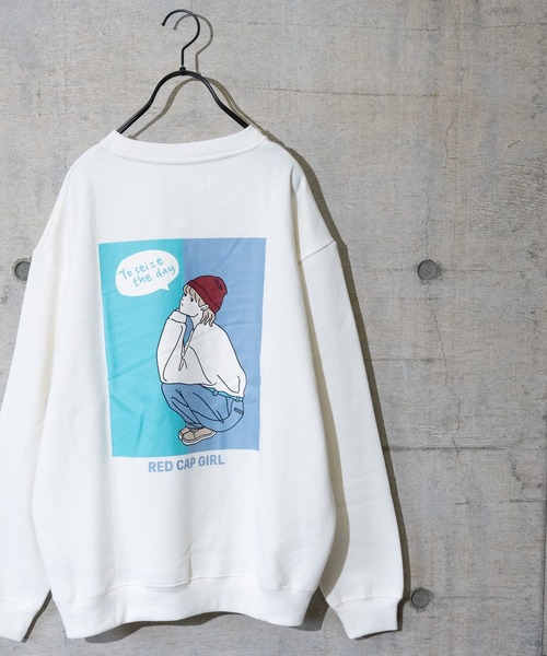 Red Cap Girl（レッドキャプガール）の「【a-r】〔Red Cap Girl /レッドキャップガール〕裏起毛 LAIDBACK サガラ刺繍 ビッグシルエットクルーネックスウェット（スウェット・メンズ・チャコールグレー/アッシュグレー/ブルー/グリーン/アイボリー/その他1/その他2/ホワイト/ブラック・MEDIUM/LARGE/X-LARGE）」の3枚目の写真
