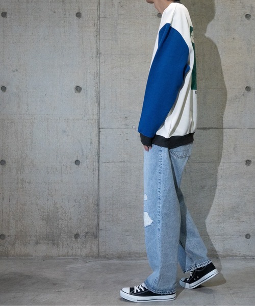 Red Cap Girl（レッドキャプガール）の「【a-r】〔Red Cap Girl /レッドキャップガール〕裏起毛 LAIDBACK サガラ刺繍 ビッグシルエットクルーネックスウェット（スウェット・メンズ・チャコールグレー/アッシュグレー/ブルー/グリーン/アイボリー/その他1/その他2/ホワイト/ブラック・MEDIUM/LARGE/X-LARGE）」の19枚目の写真