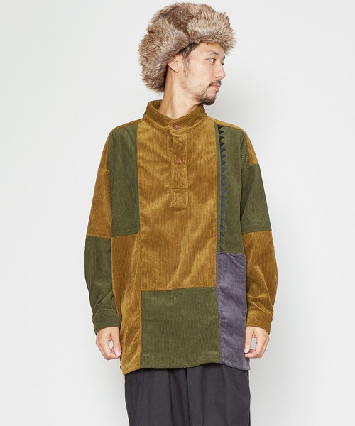 チャイハネ（チャイハネ）の「【チャイハネ】コーデュロイMEN'Sパッチワークトップス（その他トップス・メンズ・ベージュ/ブラウン/カーキ/ブルー/イエロー・FREE）」の4枚目の写真