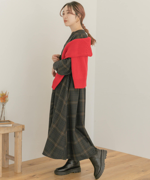 ITEMS URBANRESEARCH(アイテムズ アーバンリサーチ)の「チェックシャツワンピース(シャツワンピース・レディース・ブラウン/チャコールグレー・FREE)」の1枚目の写真