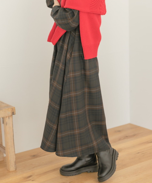ITEMS URBANRESEARCH(アイテムズ アーバンリサーチ)の「チェックシャツワンピース(シャツワンピース・レディース・ブラウン/チャコールグレー・FREE)」の4枚目の写真
