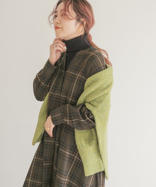 ITEMS URBANRESEARCH(アイテムズ アーバンリサーチ)の「チェックシャツワンピース(シャツワンピース・レディース・ブラウン/チャコールグレー・FREE)」の10枚目の写真