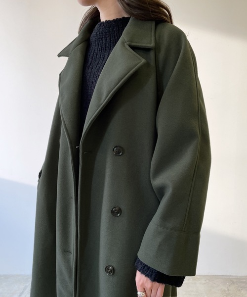 LIAN（リアン）の「フェイクメルトントレンチコート（トレンチコート・レディース・ブラック/グリーン/モカ/アイボリー・FREE）」の4枚目の写真