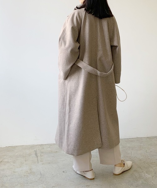 LIAN（リアン）の「フェイクメルトントレンチコート（トレンチコート・レディース・ブラック/グリーン/モカ/アイボリー・FREE）」の5枚目の写真