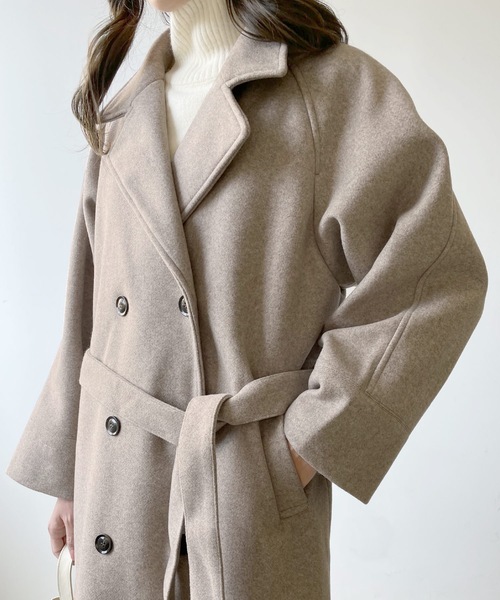 LIAN（リアン）の「フェイクメルトントレンチコート（トレンチコート・レディース・ブラック/グリーン/モカ/アイボリー・FREE）」の7枚目の写真