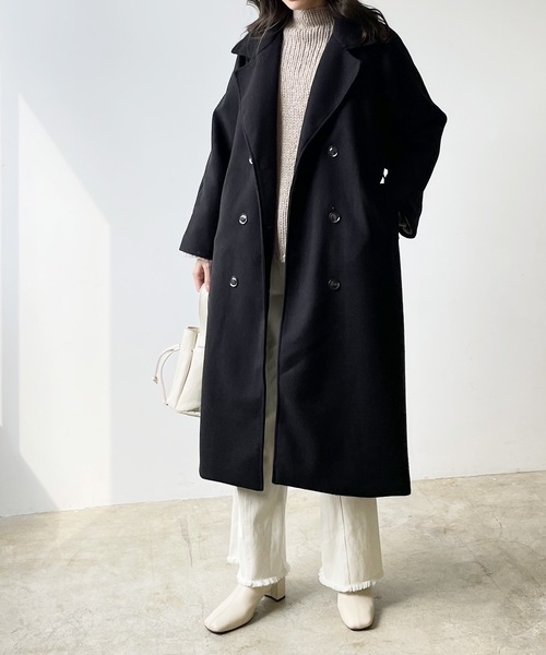 LIAN（リアン）の「フェイクメルトントレンチコート（トレンチコート・レディース・ブラック/グリーン/モカ/アイボリー・FREE）」の10枚目の写真