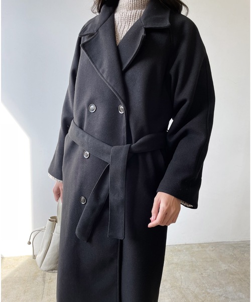 LIAN（リアン）の「フェイクメルトントレンチコート（トレンチコート・レディース・ブラック/グリーン/モカ/アイボリー・FREE）」の11枚目の写真