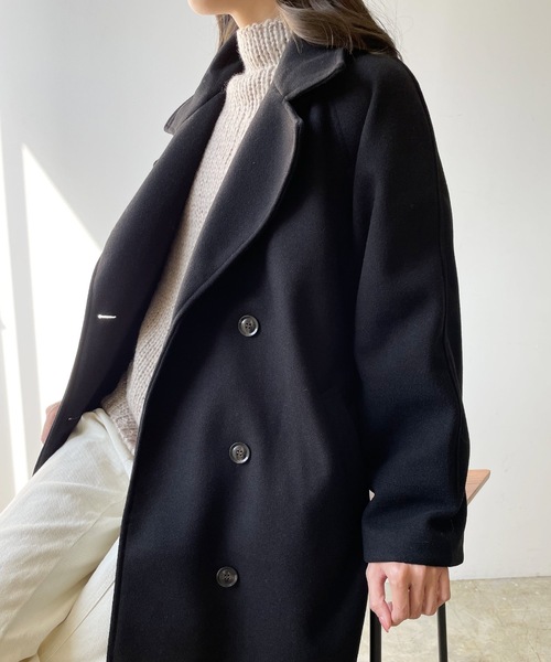 LIAN（リアン）の「フェイクメルトントレンチコート（トレンチコート・レディース・ブラック/グリーン/モカ/アイボリー・FREE）」の12枚目の写真