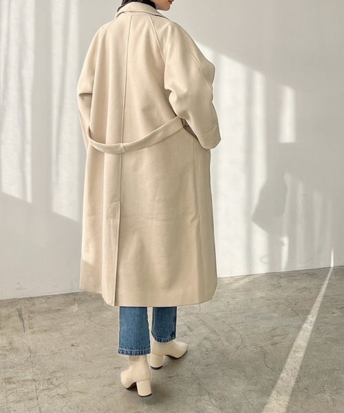 LIAN（リアン）の「フェイクメルトントレンチコート（トレンチコート・レディース・ブラック/グリーン/モカ/アイボリー・FREE）」の15枚目の写真