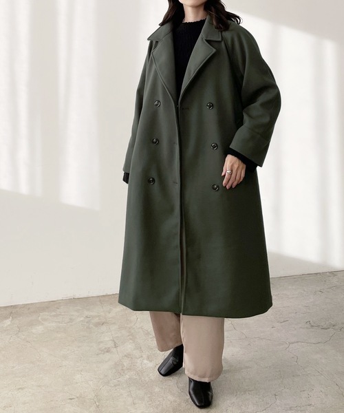 LIAN（リアン）の「フェイクメルトントレンチコート（トレンチコート・レディース・ブラック/グリーン/モカ/アイボリー・FREE）」の17枚目の写真