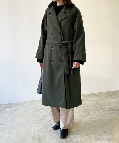 LIAN（リアン）の「フェイクメルトントレンチコート（トレンチコート・レディース・ブラック/グリーン/モカ/アイボリー・FREE）」の19枚目の写真