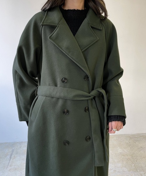 LIAN（リアン）の「フェイクメルトントレンチコート（トレンチコート・レディース・ブラック/グリーン/モカ/アイボリー・FREE）」の20枚目の写真