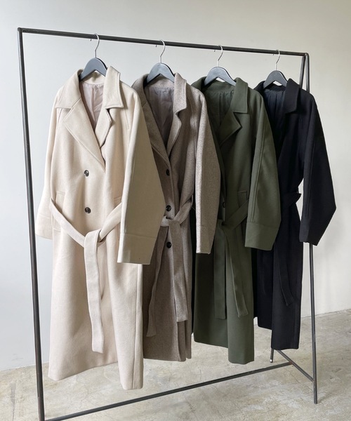 LIAN（リアン）の「フェイクメルトントレンチコート（トレンチコート・レディース・ブラック/グリーン/モカ/アイボリー・FREE）」の22枚目の写真