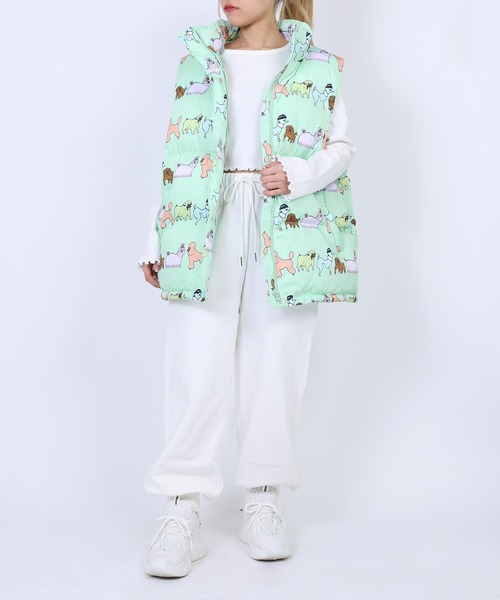 PUNYUS（プニュズ）の「FUGUドッグエコダウンベスト（ダウンベスト・レディース・ブラック/グリーン/ライトパープル・2/4/3/1）」の11枚目の写真