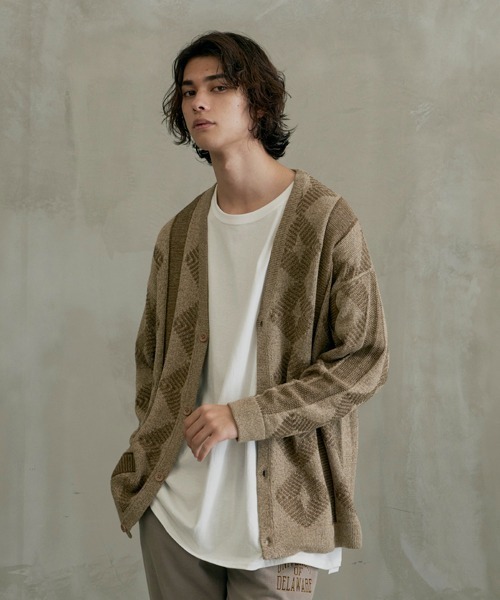 ＪＵＧＬＡＮＳ（ユグランス）の「Revo.　総柄ジャガード編みカーディガン(ネイティブ)（カーディガン/ボレロ・メンズ・ブラック/ベージュ・M/L）」の13枚目の写真