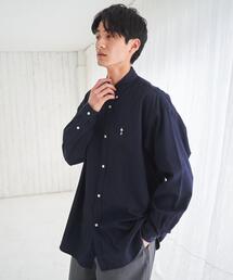 ”ワンポイント刺繍シリーズ”働く人刺繍チノボタンダウンビッグシャツ