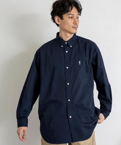 coen（コーエン）の「”ワンポイント刺繍シリーズ”働く人刺繍チノボタンダウンビッグシャツ（シャツ/ブラウス・メンズ・ネイビー/ベージュ/オフホワイト・SMALL/MEDIUM/LARGE/X-LARGE）」の13枚目の写真