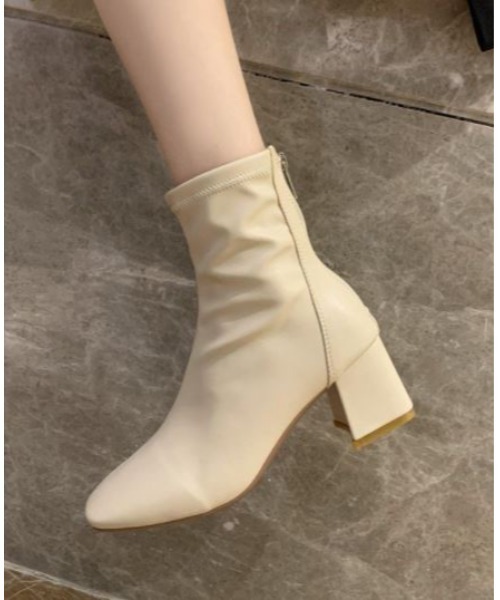 SETUP7（セットアップセブン）の「【SETUP7】スクエアトゥショートブーツ KNF（ブーツ・レディース・ブラック/ベージュ/アイボリー・38/36/37）」の7枚目の写真